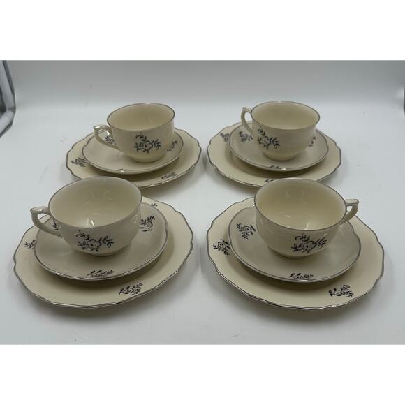 Hackefors Porcelain Sweden Coffee Cup & Saucer Set of 4 - Picture 1 of 5